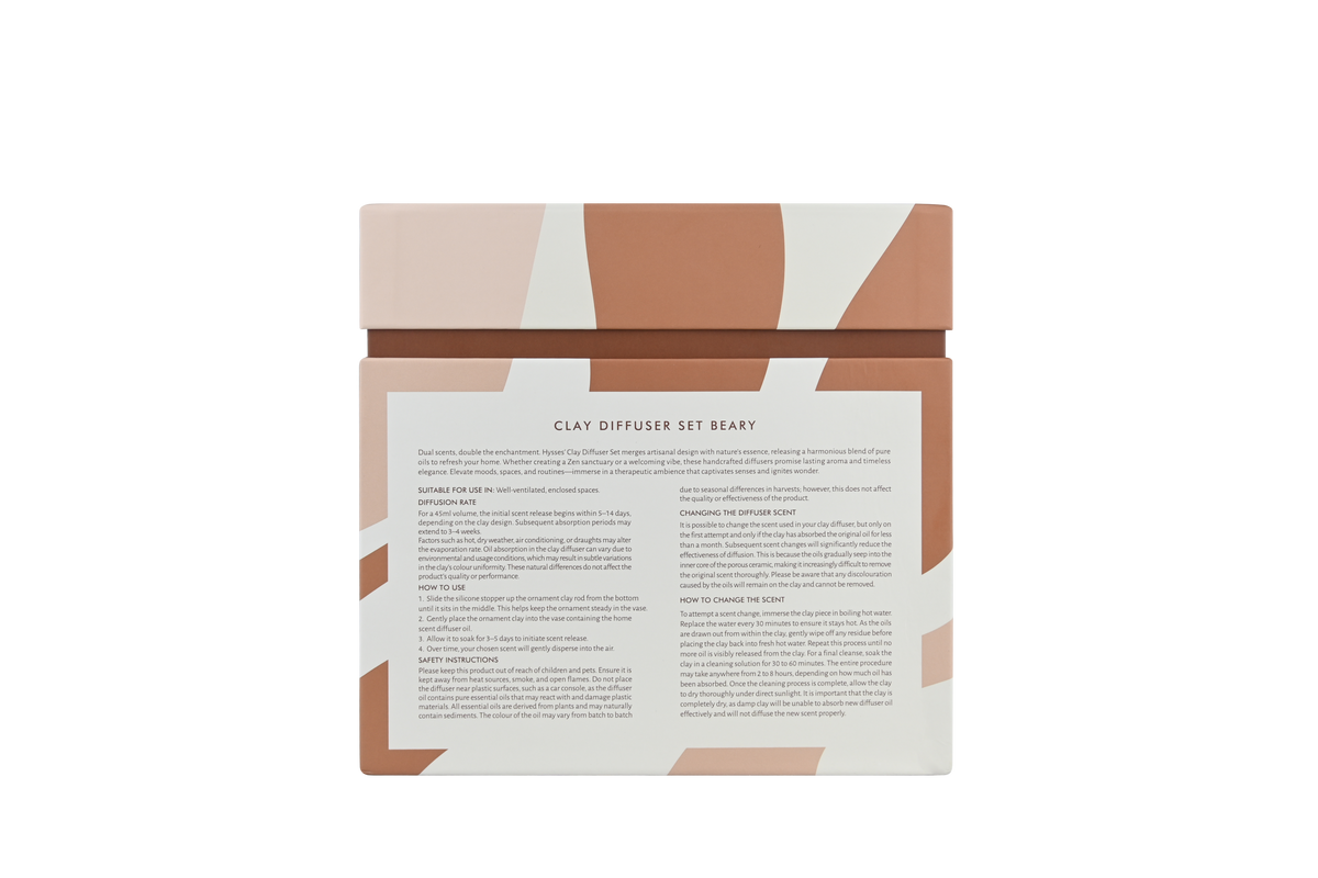Clay Diffuser Set of 2, Beary (Yuzu Vetiver & Bergamot Jasmine)