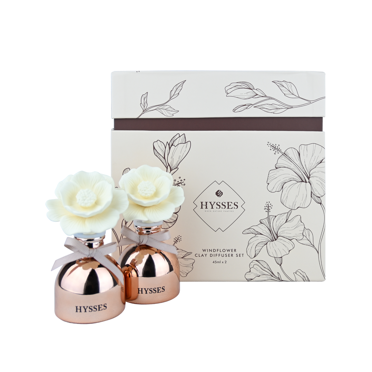 Clay Diffuser Set of 2, Windflower (Geranium Rosemary & Orchid Ambrette)