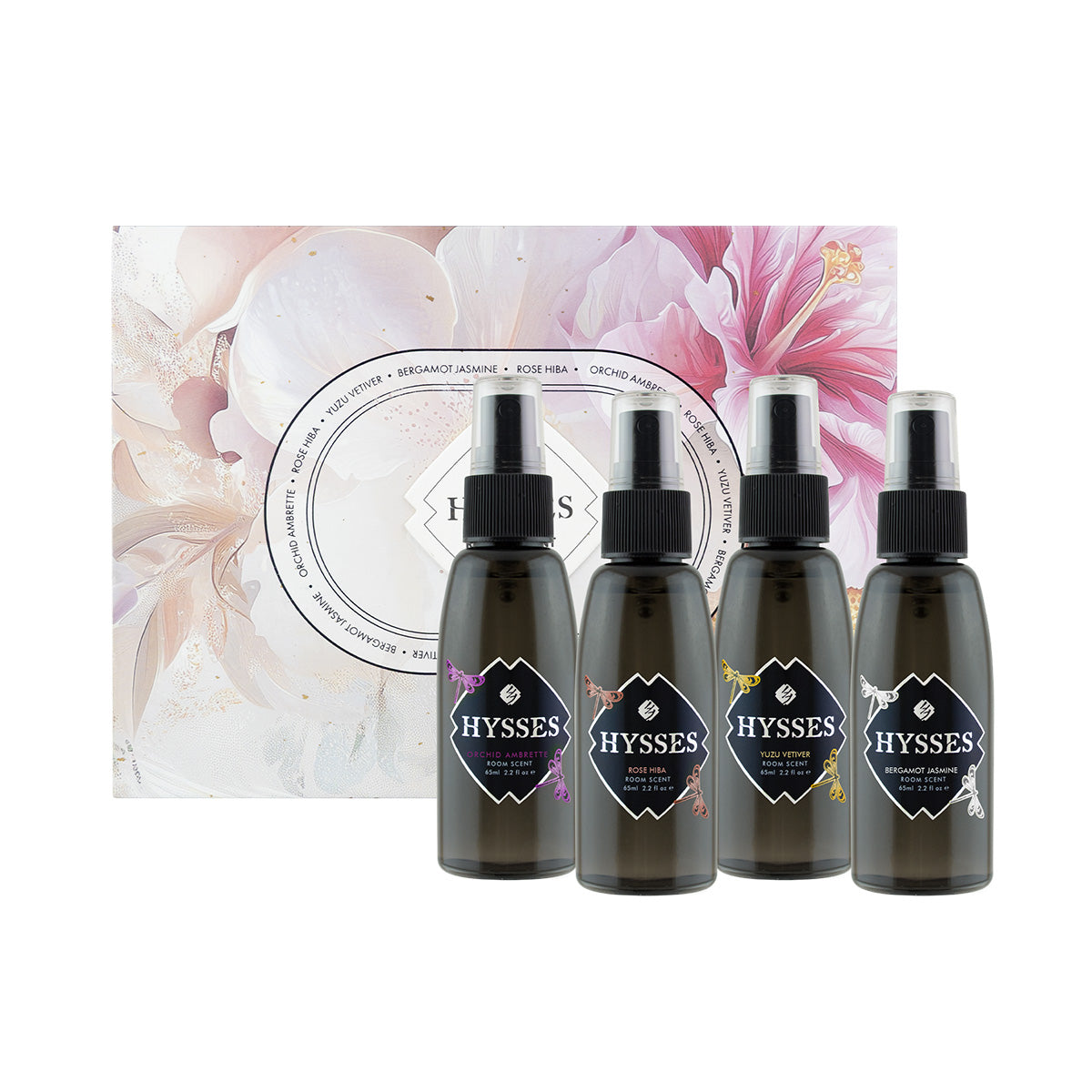 Gift Set Of 4 Room Scent, 65ml (Rose Hiba, Yuzu Vetiver, Bergamot Jasmine & Orchid Ambrette)