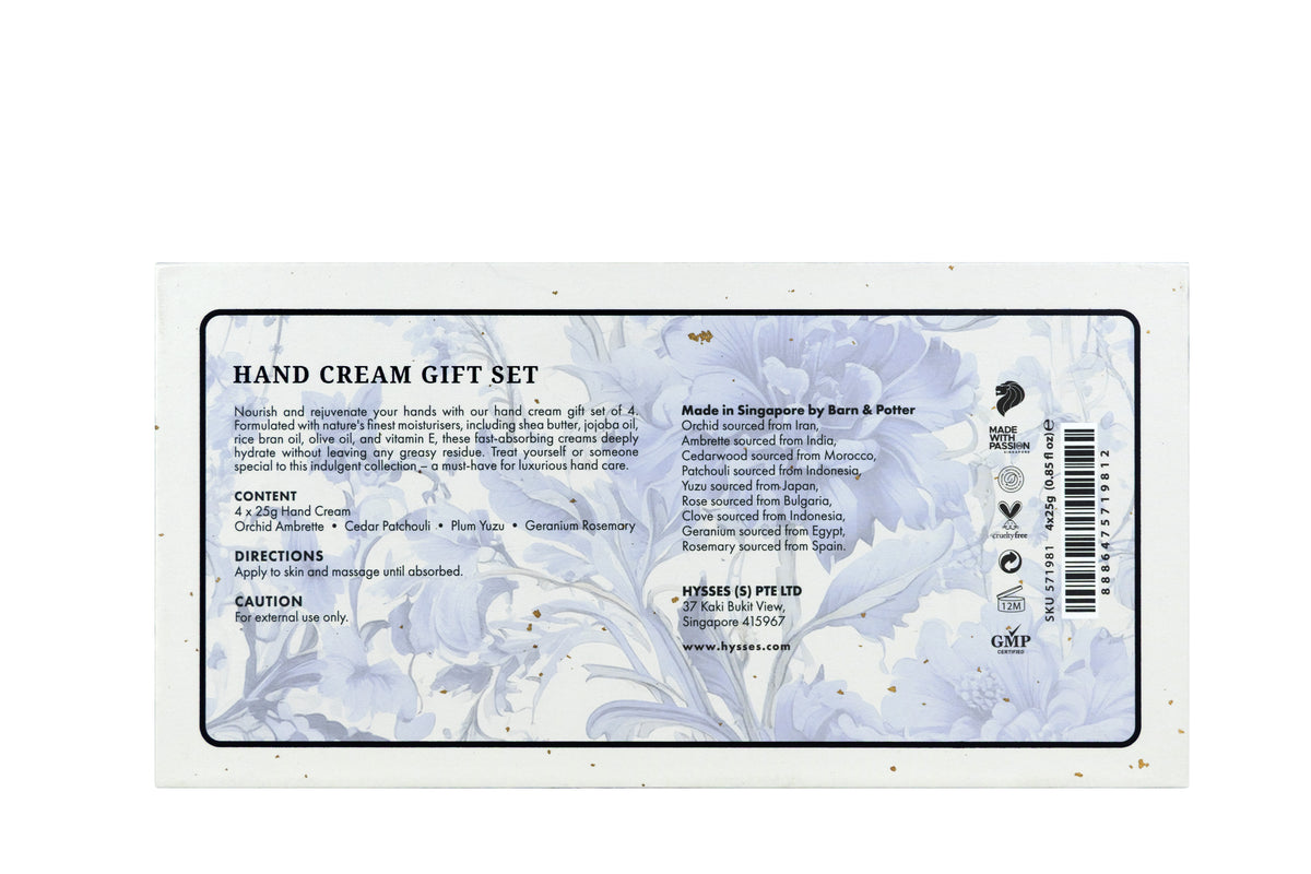 Gift Set Of 4 Hand Cream, 25g (Plum Yuzu, Geranium Rosemary, Orchid Ambrette & Cedar Patchouli)
