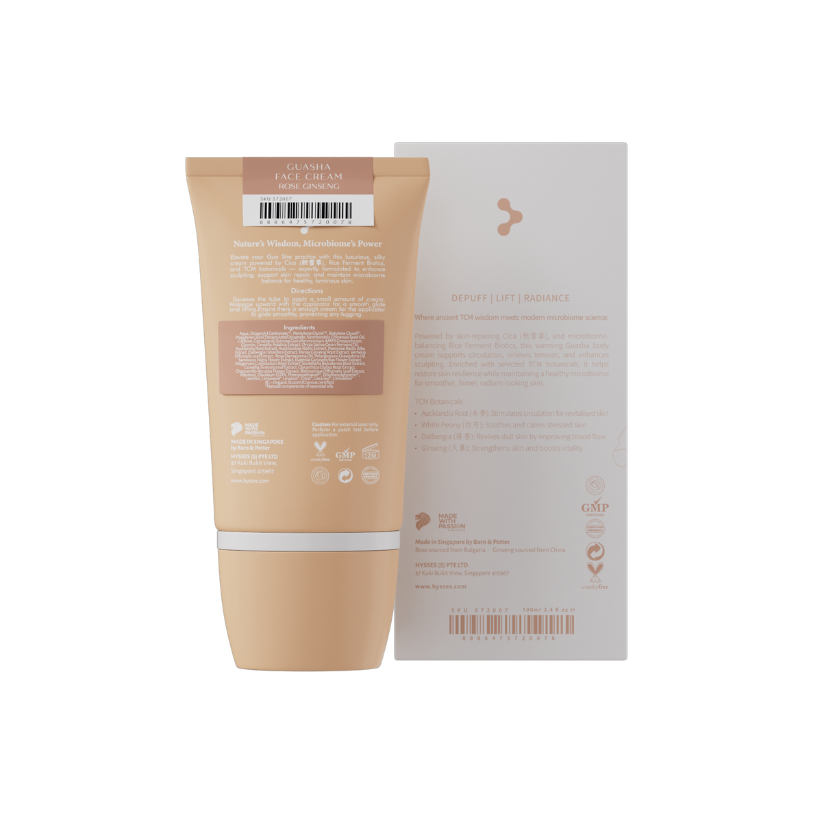 HYBiome Guasha Face Cream, Rose Ginseng