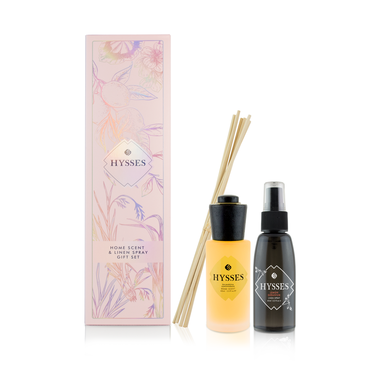 Gift Set Of 2 Linen Spray &amp; Home Scent Lemon Geranium &amp; Palmarosa Lemongrass 65ml/60ml