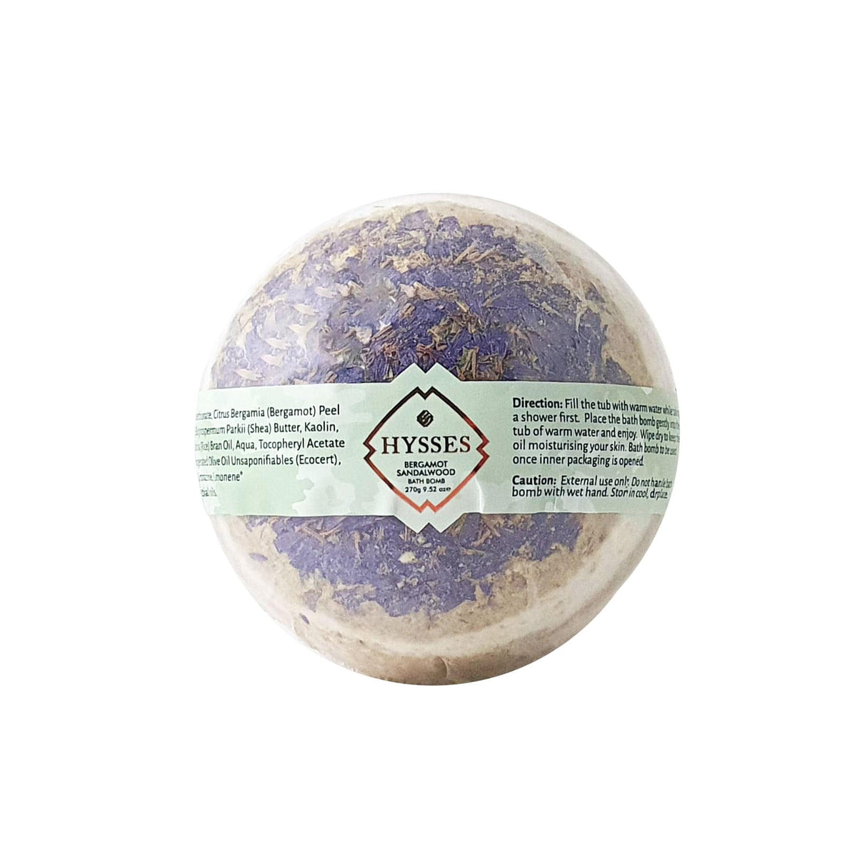 Hysses Body Care Bath Bomb, Bergamot Sandalwood