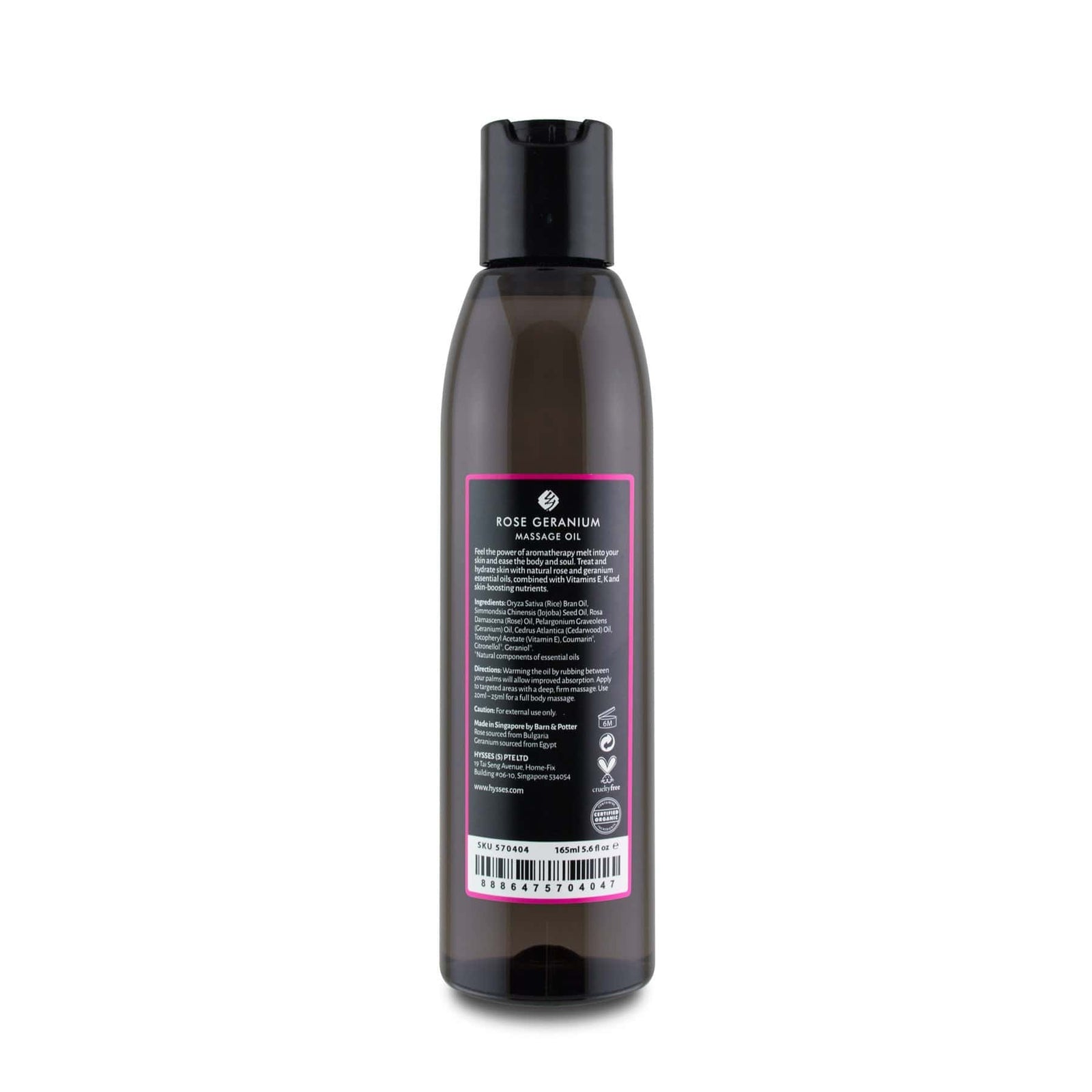 Hysses Body Care Massage Oil Rose Geranium