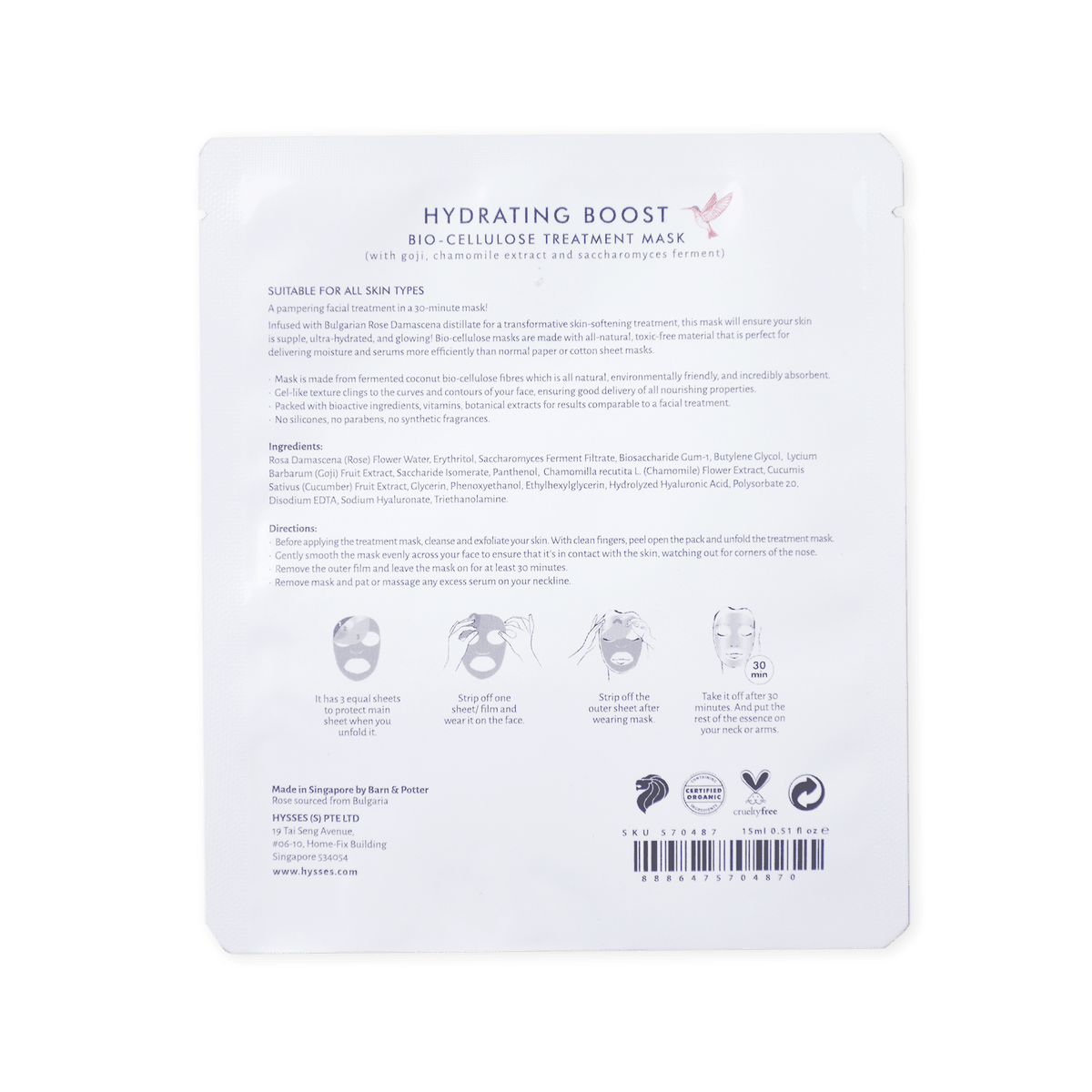 Bio Cellulose Hydrating Mask Rose - Hysses Singapore