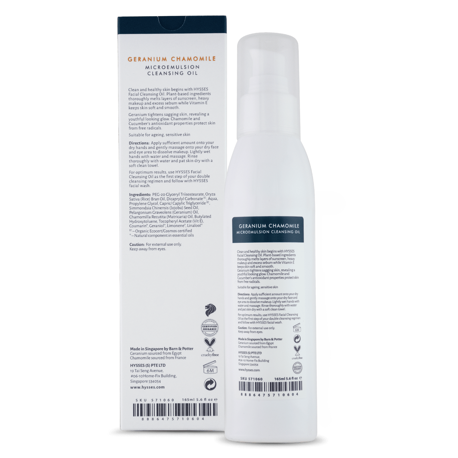 Facial Microemulsion Cleansing Oil Geranium Chamomile - Hysses Singapore