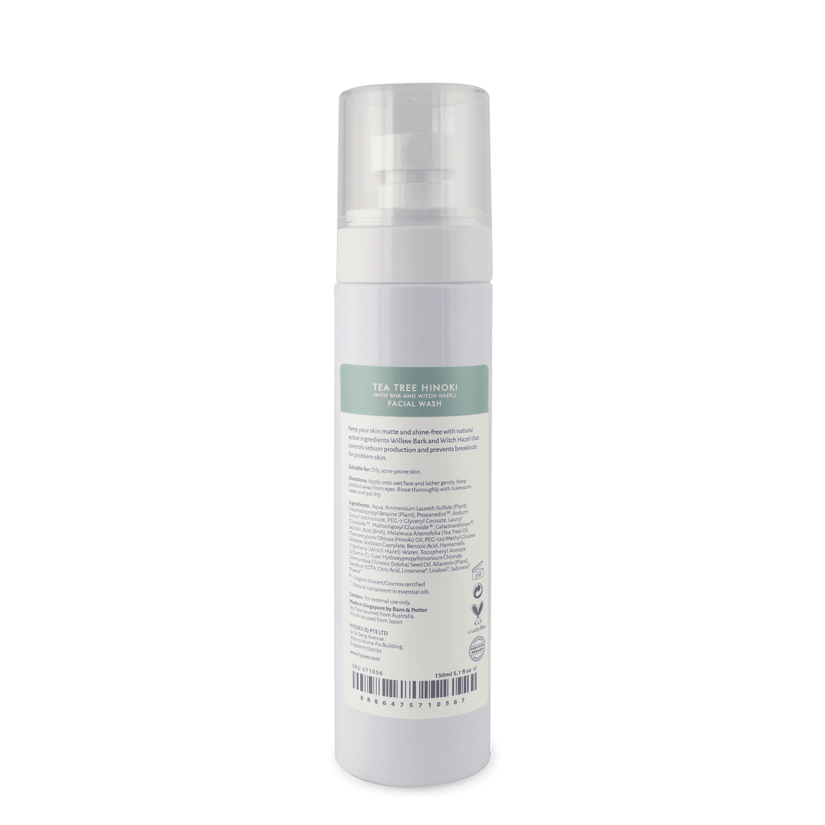 Hysses Face Care Facial Wash Tea Tree Hinoki