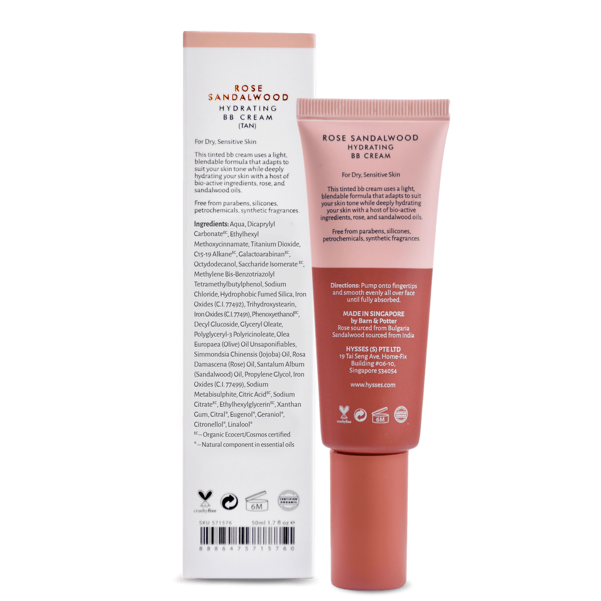 Hysses Face Care Hydrating BB Cream Rose Sandalwood SPF20