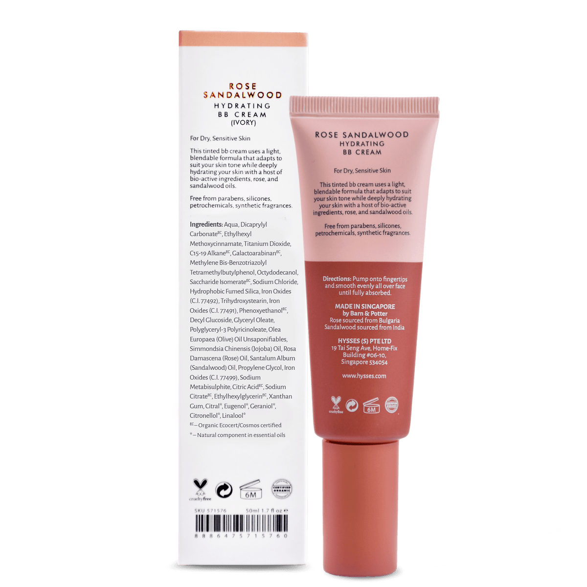 Hysses Face Care Hydrating BB Cream Rose Sandalwood SPF20