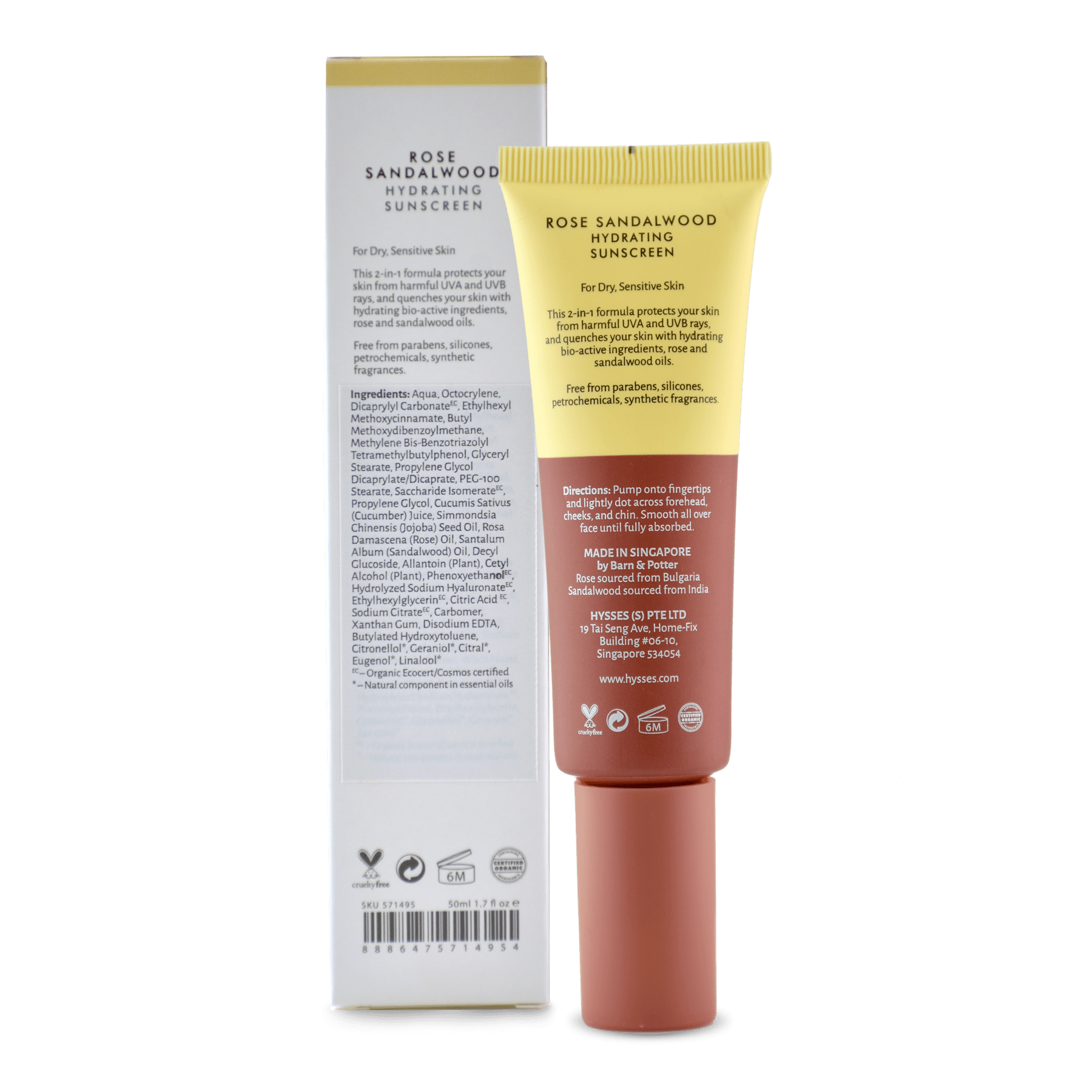 Hysses Face Care Hydrating Sunscreen Rose Sandalwood SPF 40 / PA++