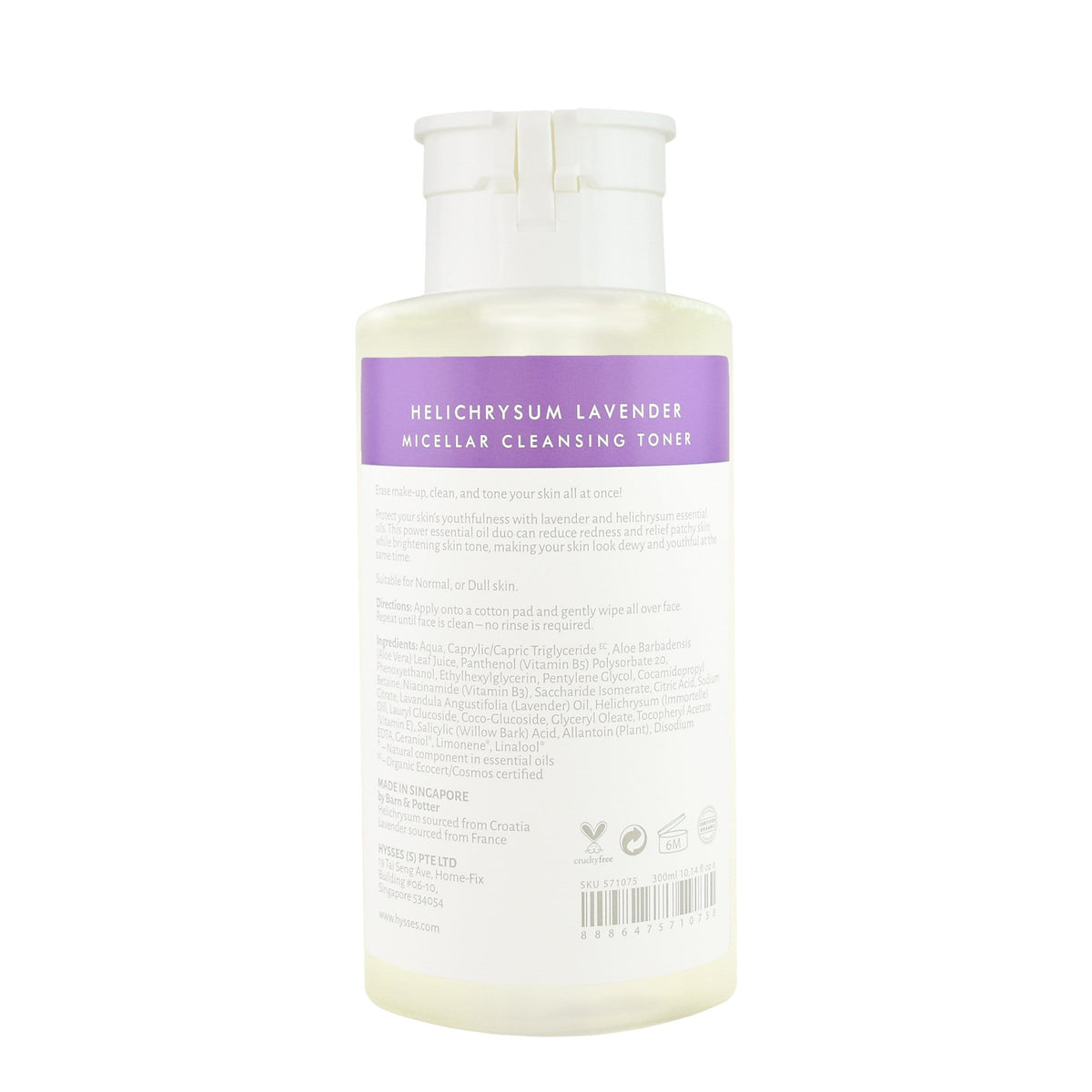 Hysses Face Care Micellar Cleansing Toner Helichrysum Lavender