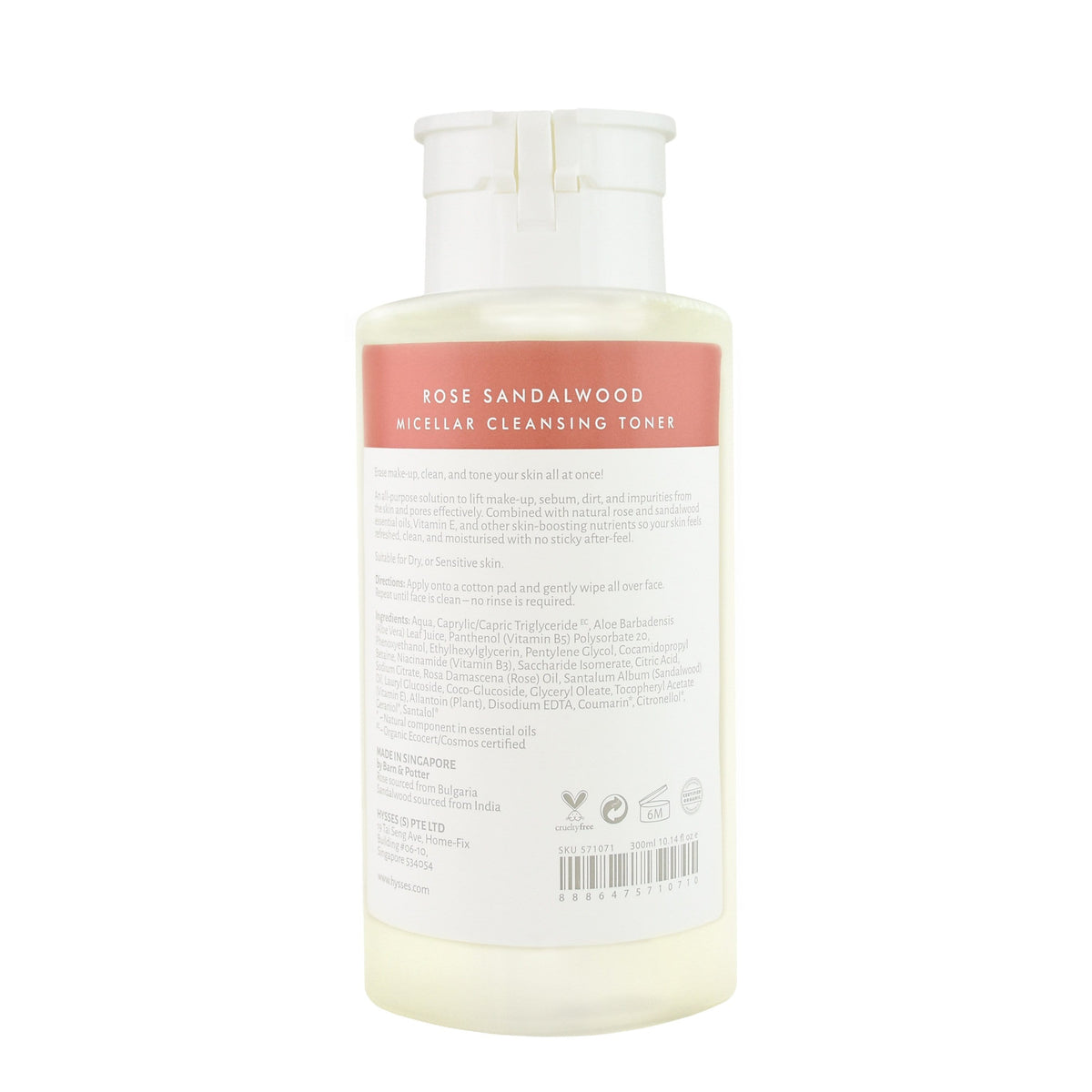 Hysses Face Care Micellar Cleansing Toner Rose Sandalwood