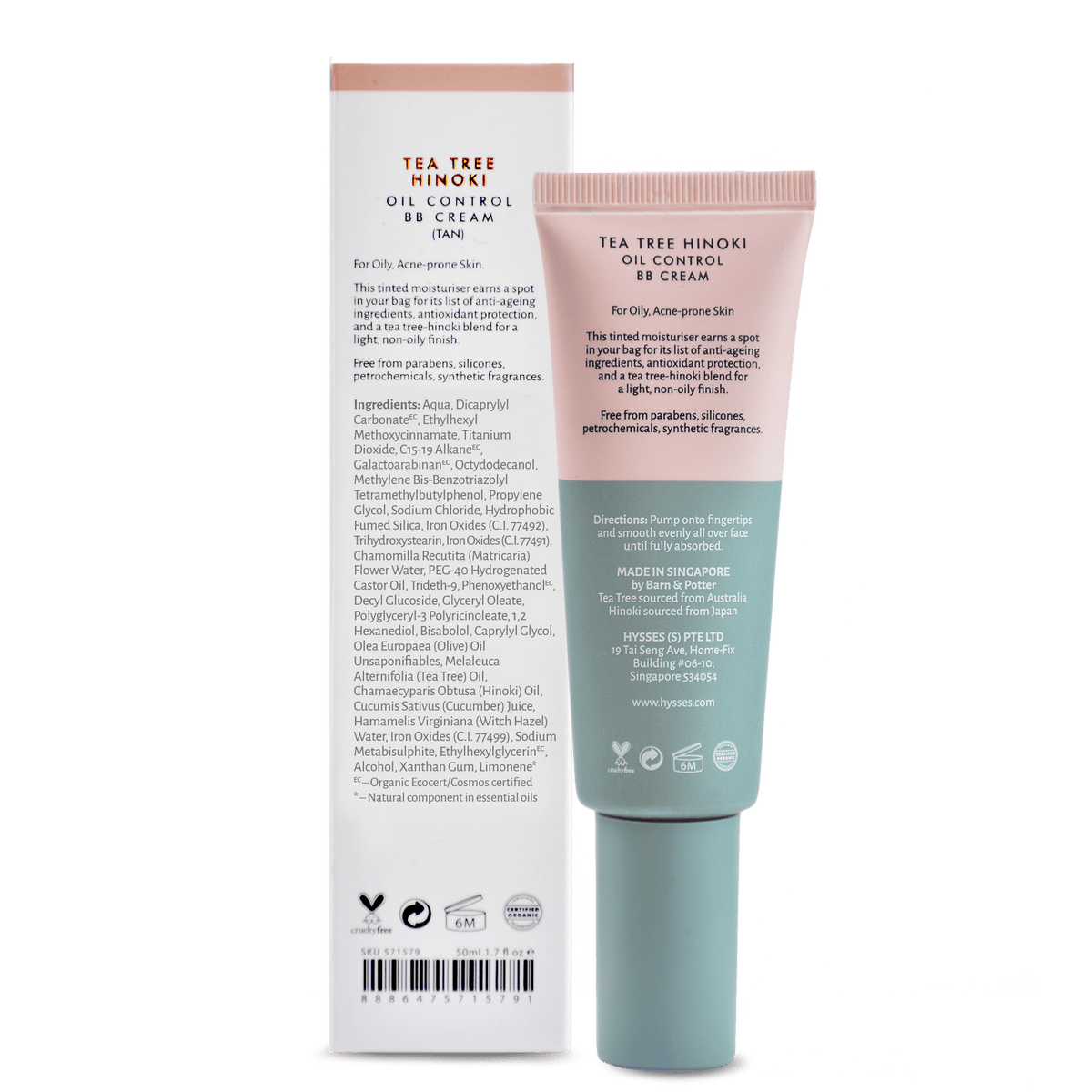 Oil Control BB Cream Tea Tree Hinoki SPF20 - Hysses Singapore