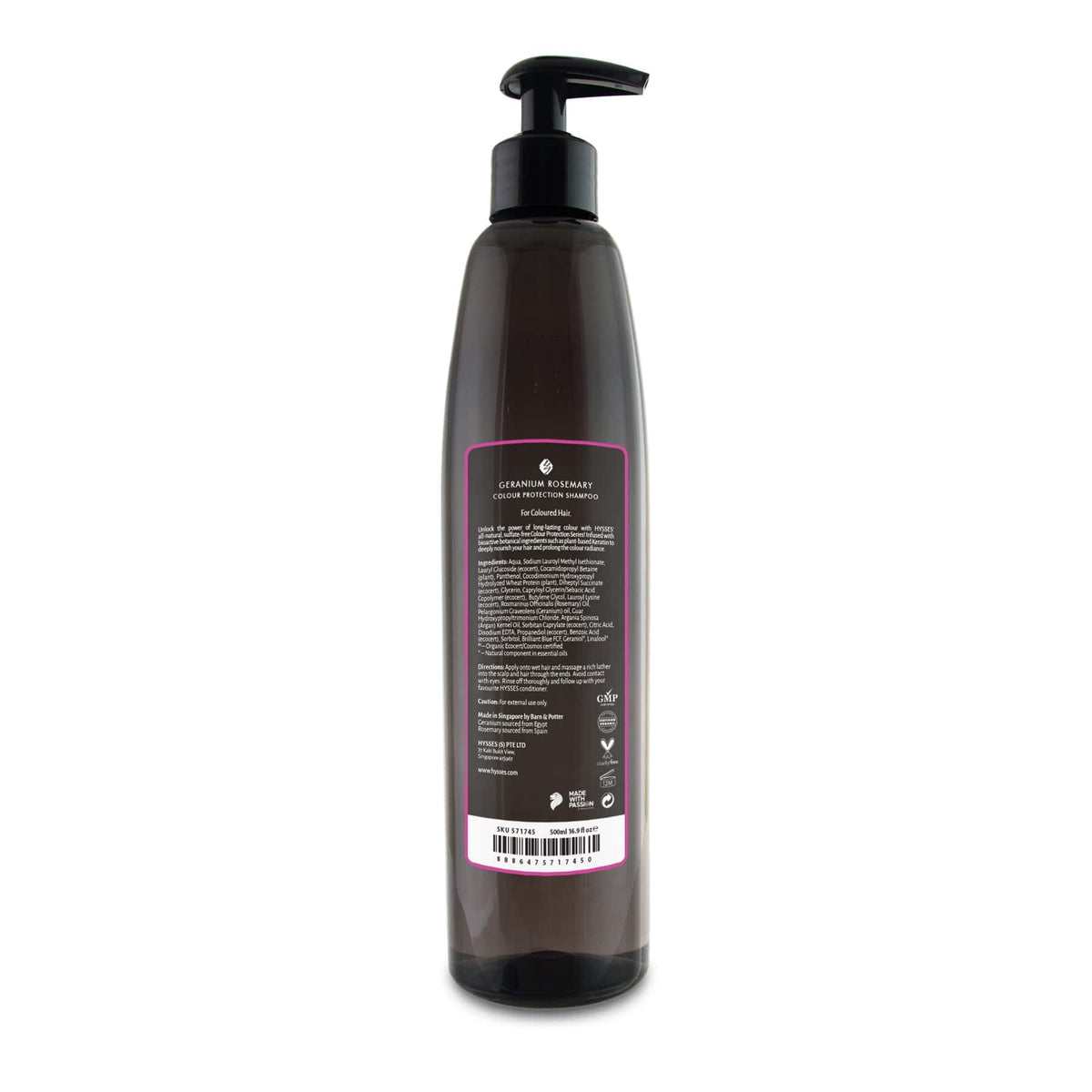 Hysses Hair Care 500ml Colour Protection Shampoo, Geranium Rosemary, 500ml