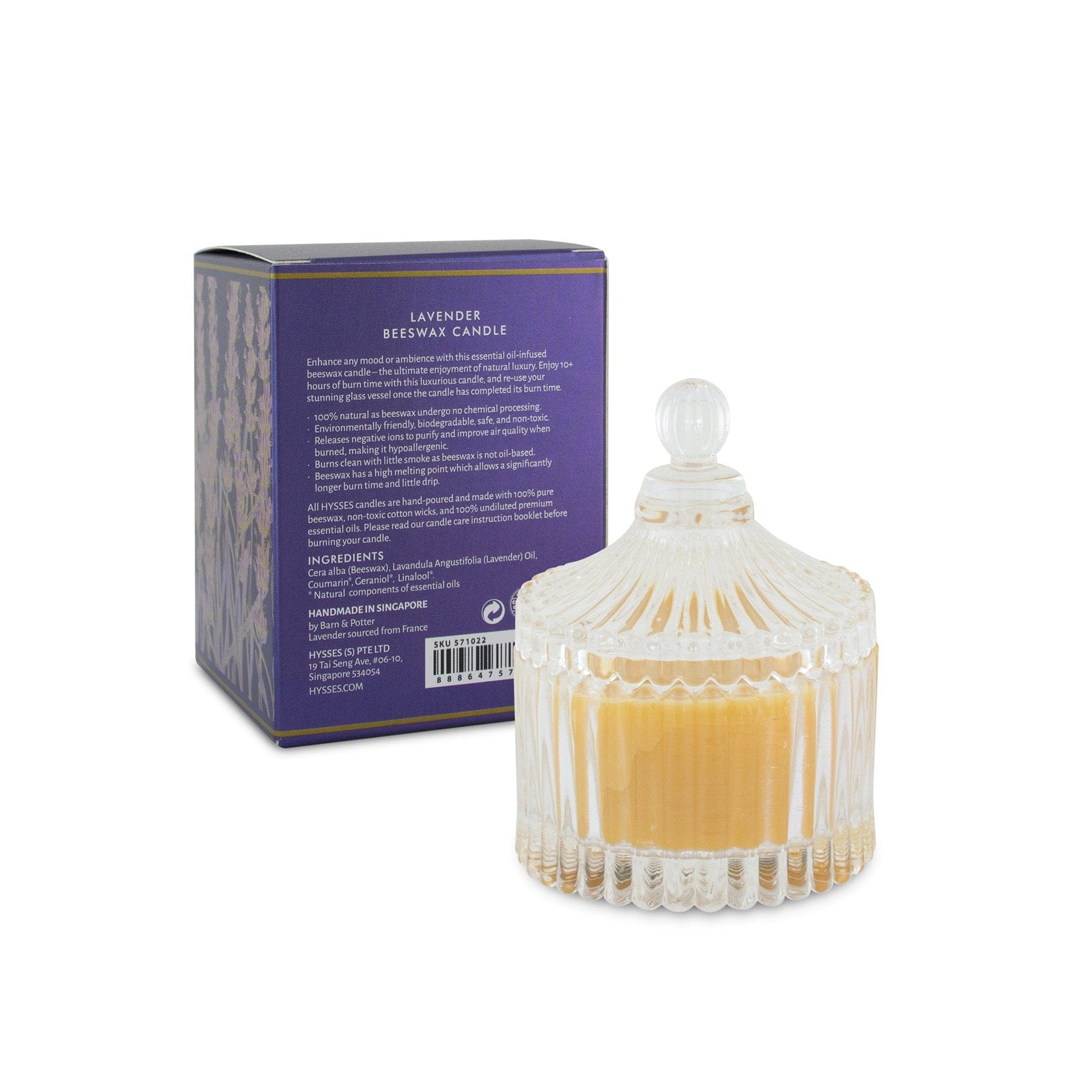 Hysses Home Scents 200g Beeswax Candle Lavender, 200g