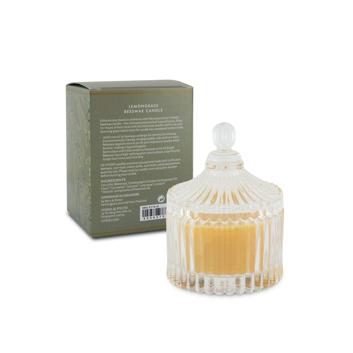 Hysses Home Scents 100g Beeswax Candle Lemongrass 100g