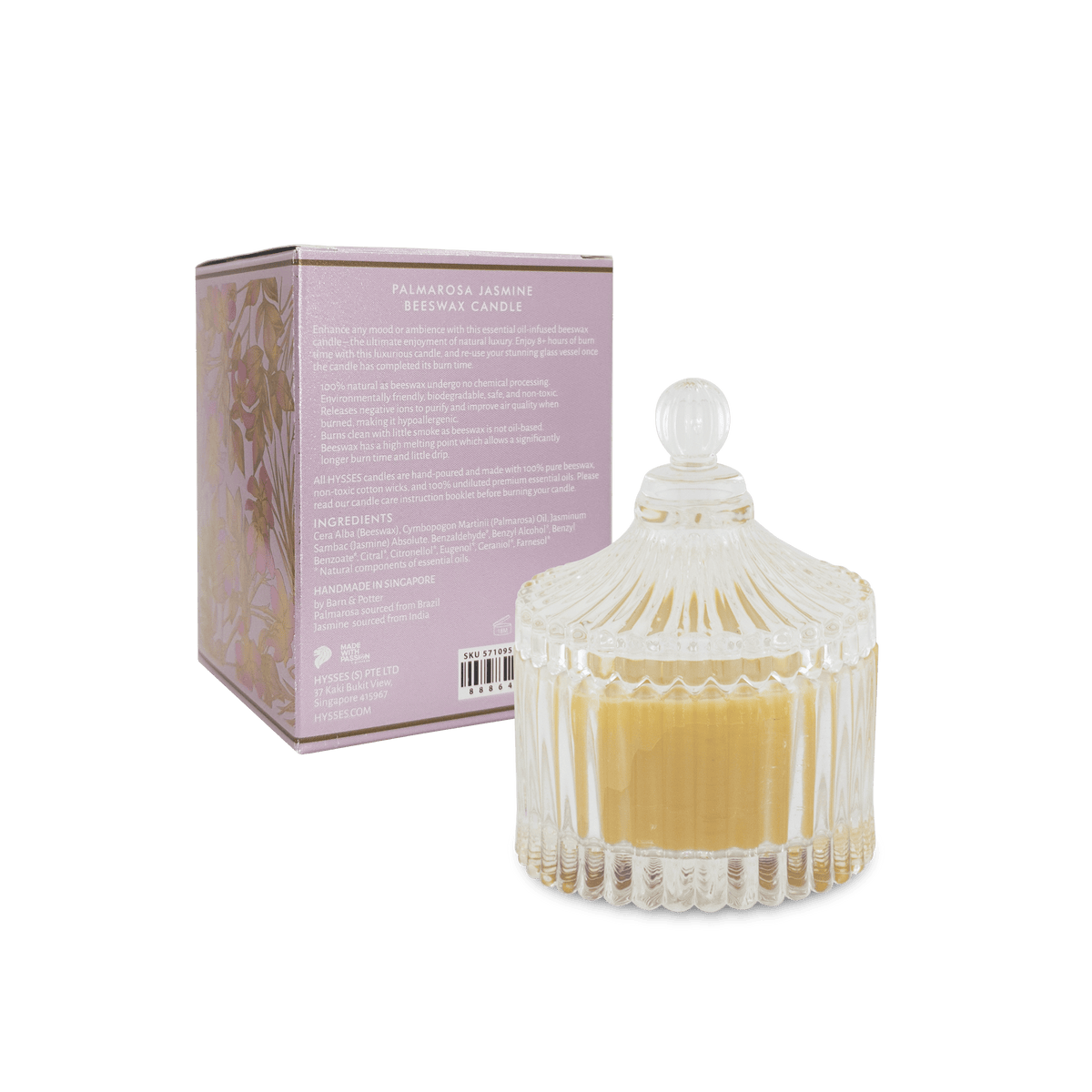 Beeswax Candle Palmarosa Jasmine - Hysses Singapore