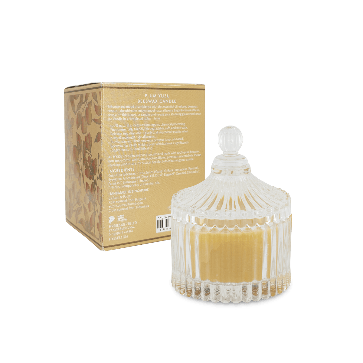 Beeswax Candle Plum Yuzu - Hysses Singapore