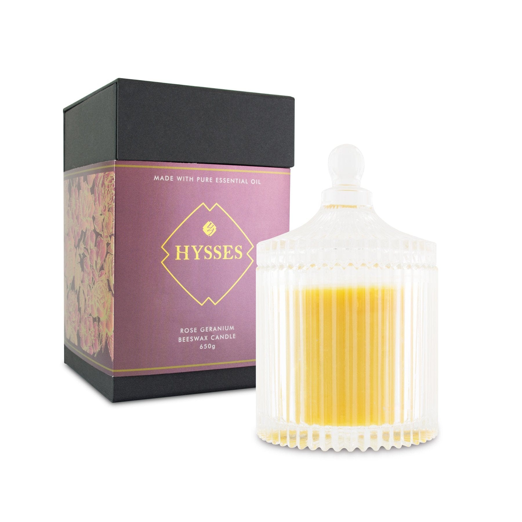 Beeswax Candle Rose Geranium - Hysses Singapore