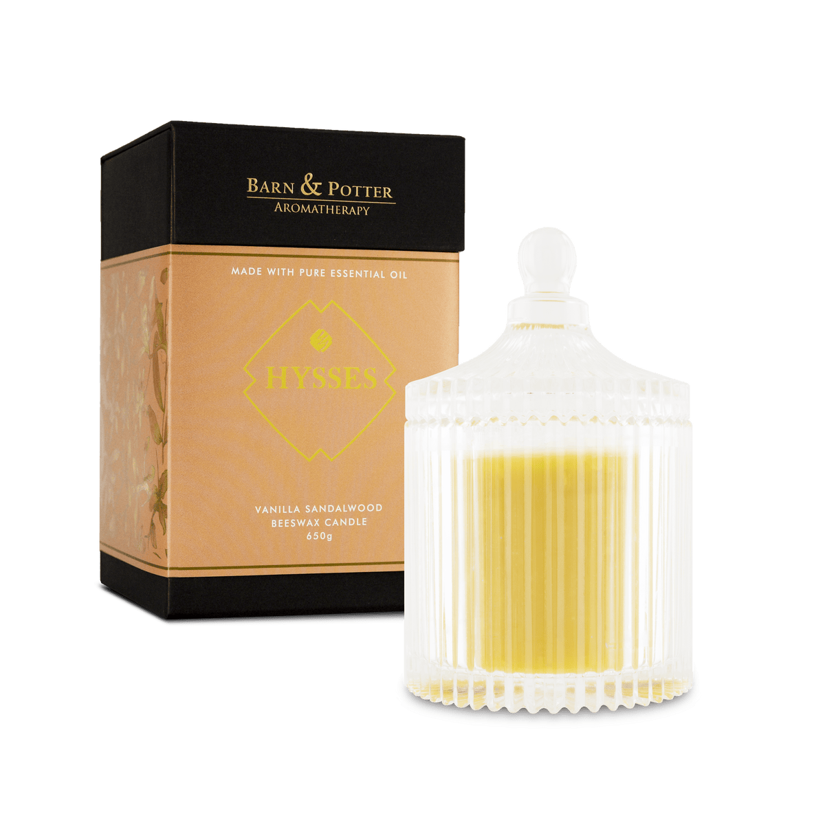 Hysses Home Scents 100g Beeswax Candle Vanilla Sandalwood 100g