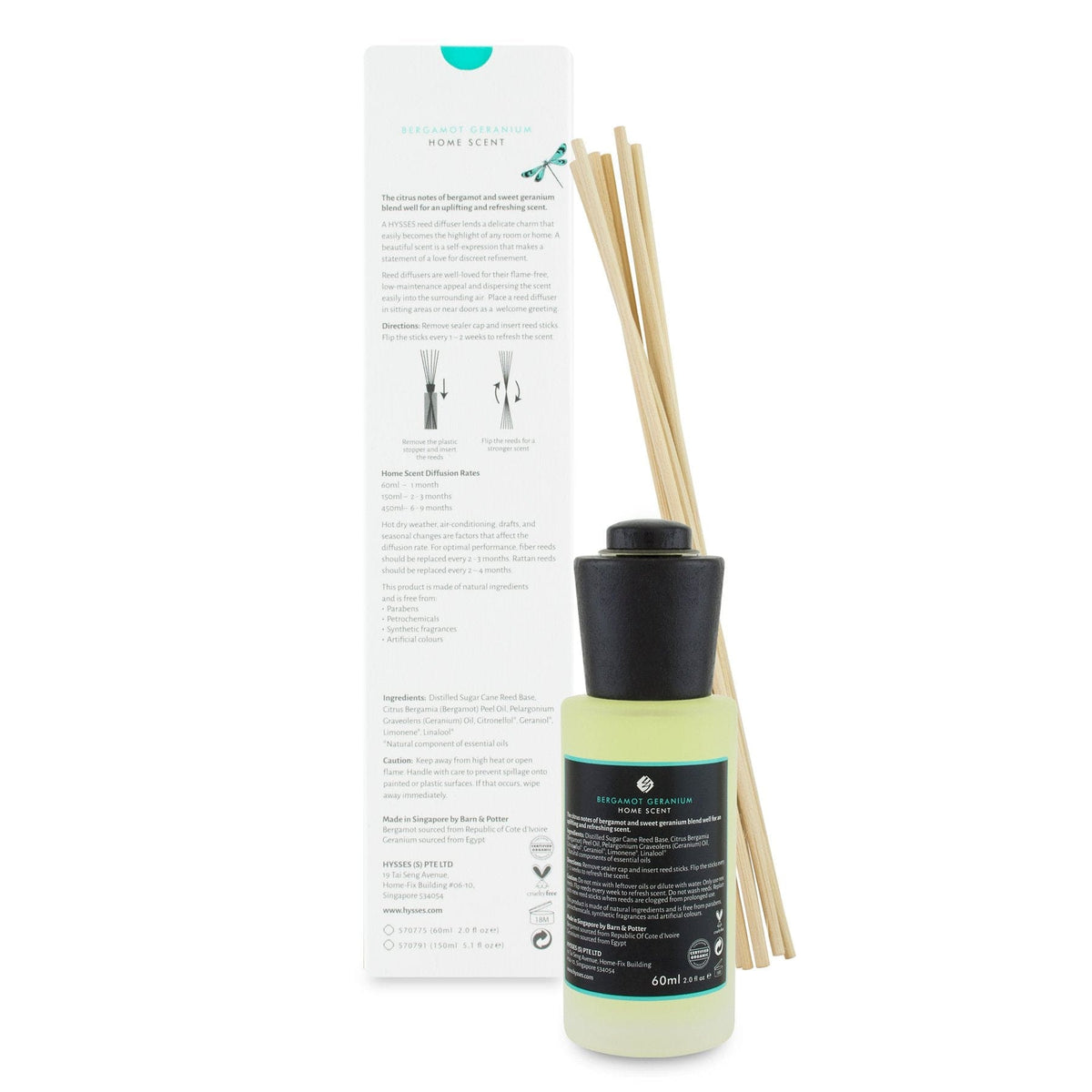 Hysses Home Scents Home Scent Reed Diffuser Bergamot Geranium