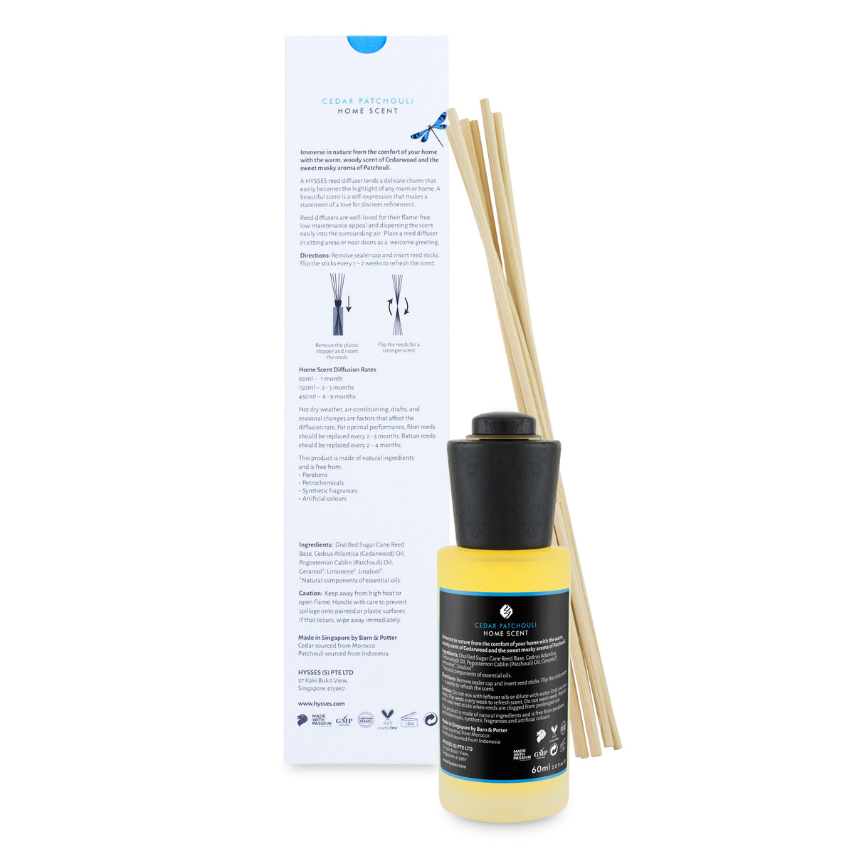 Home Scent Reed Diffuser Cedar Patchouli - Hysses Singapore