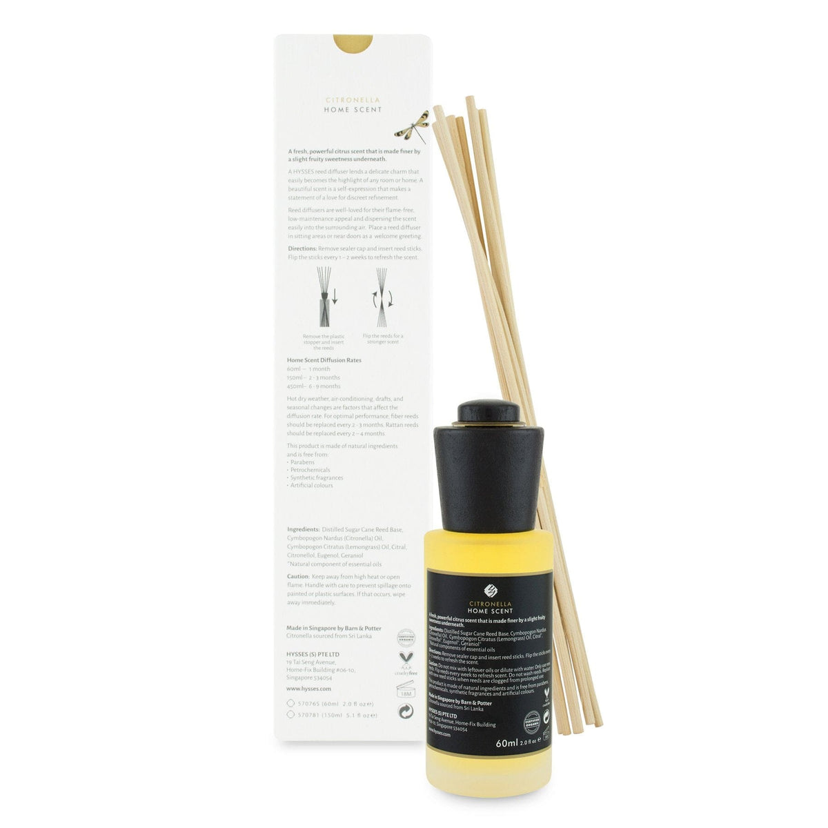 Home Scent Reed Diffuser Citronella - Hysses Singapore