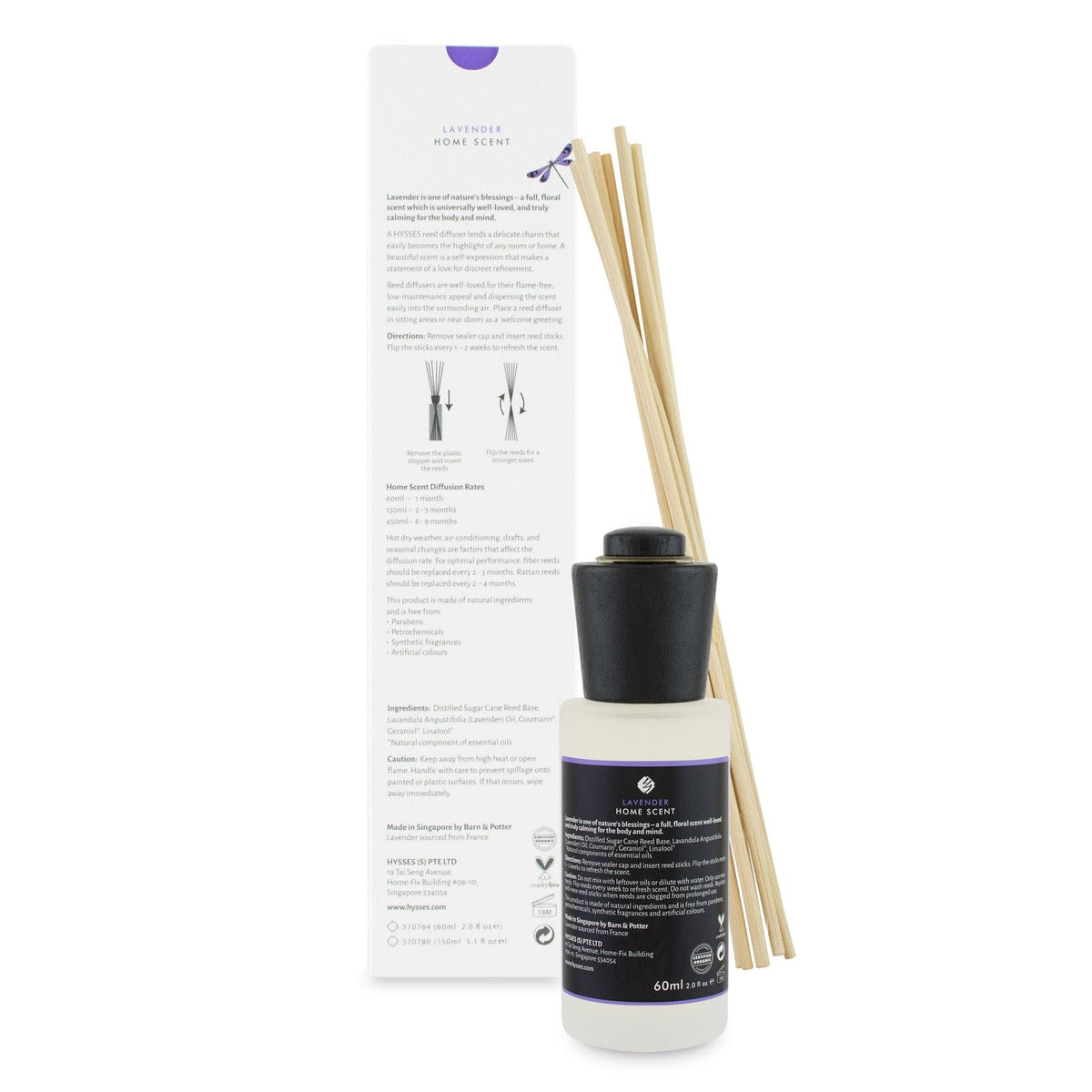 Hysses Home Scents 60ml Home Scent Reed Diffuser Lavender, 60ml