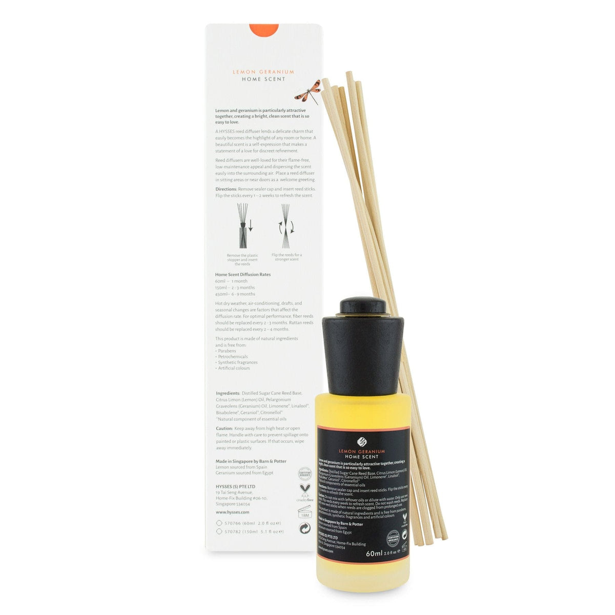 Hysses Home Scents Home Scent Reed Diffuser Lemon Geranium