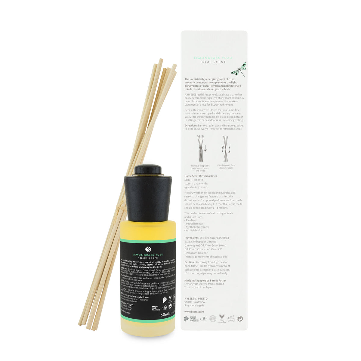 Hysses Home Scents Home Scent Reed Diffuser Lemongrass Yuzu