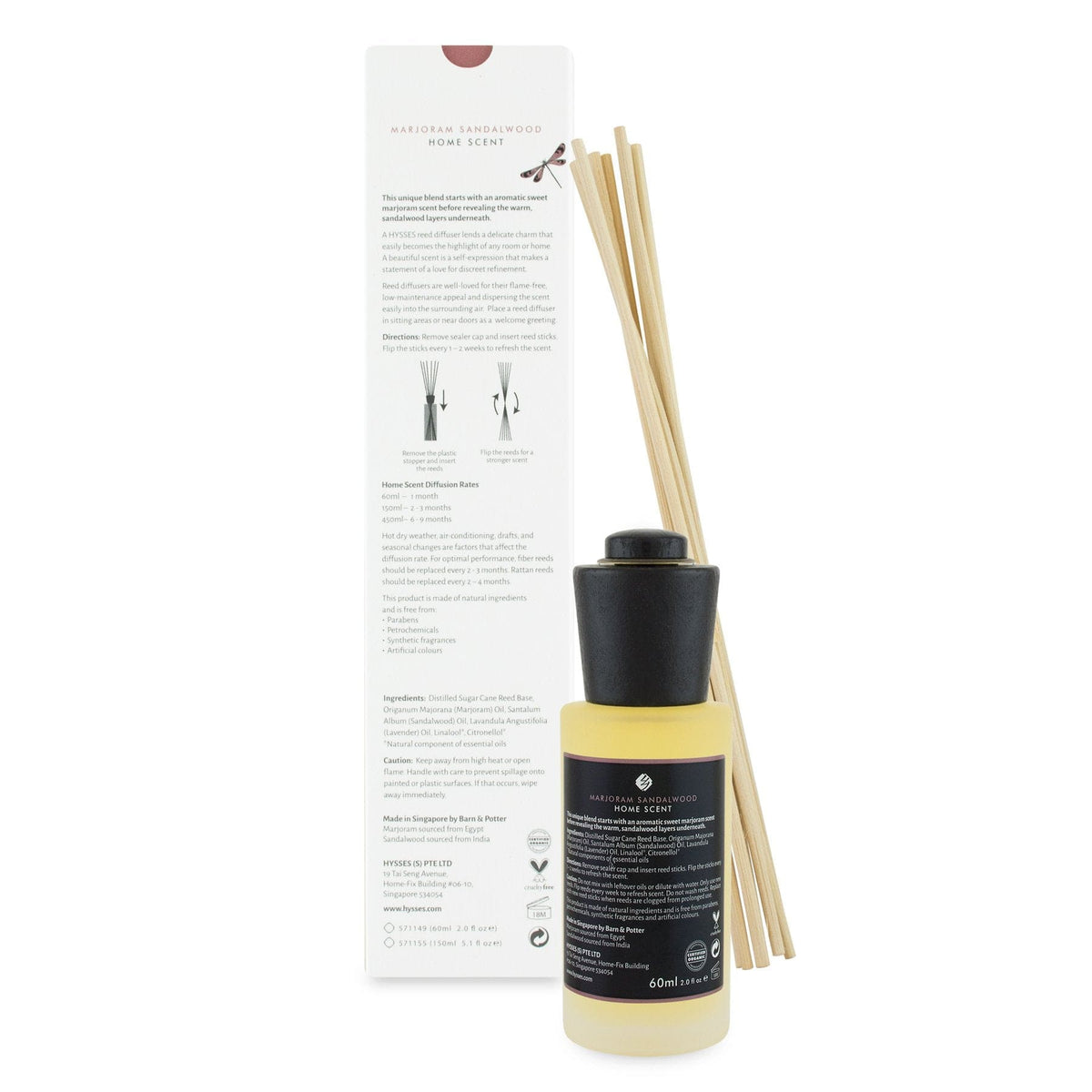 Home Scent Reed Diffuser Marjoram Sandalwood - Hysses Singapore