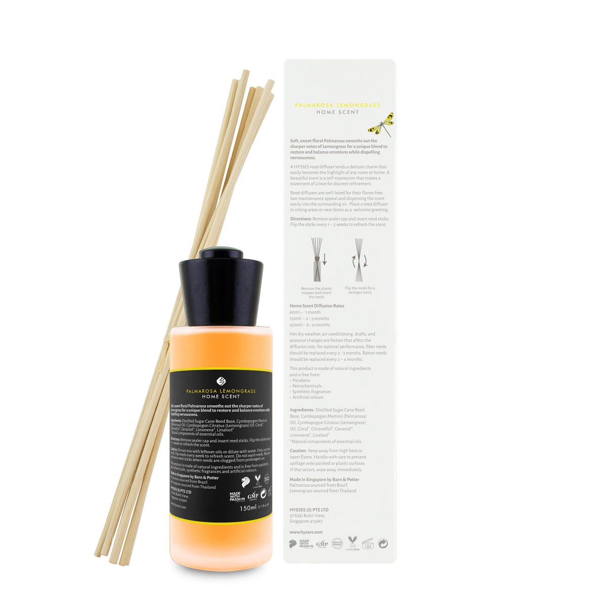 Hysses Home Scents Home Scent Reed Diffuser Palmarosa Lemongrass