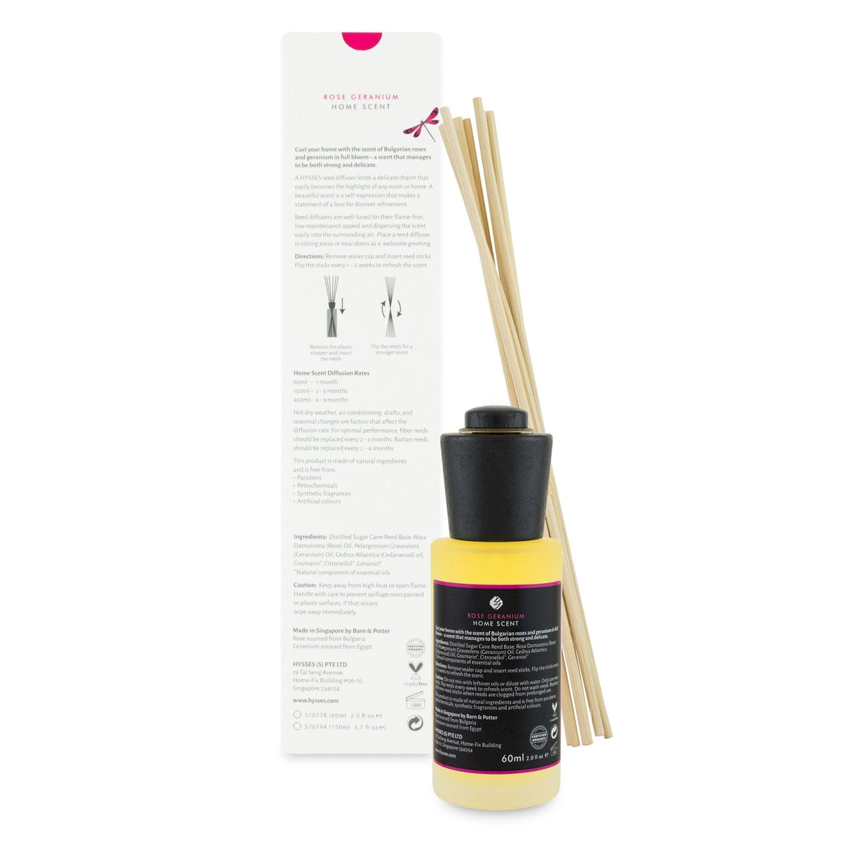 Home Scent Reed Diffuser Rose Geranium - Hysses Singapore