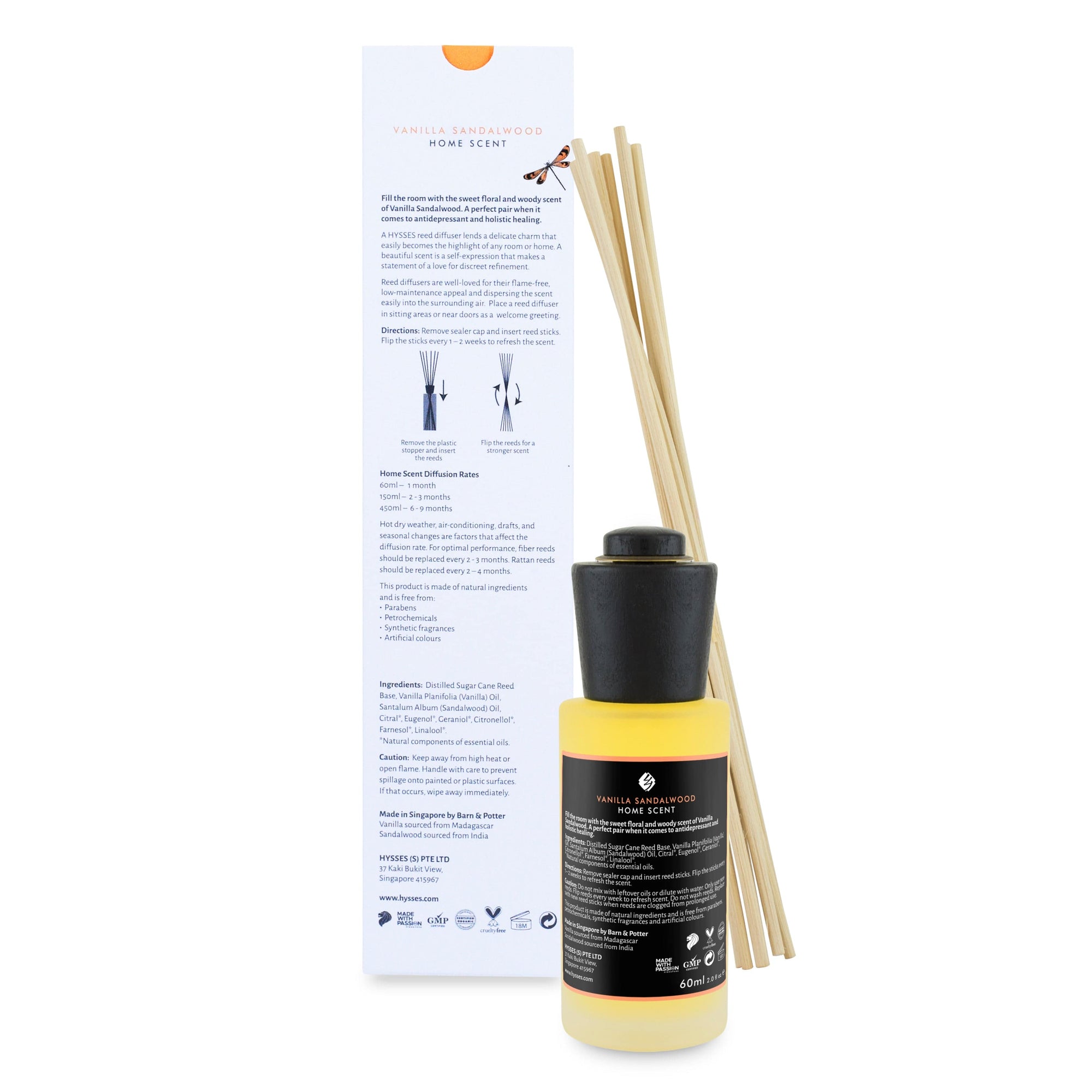 Home Scent Reed Diffuser Vanilla Sandalwood - Hysses Singapore