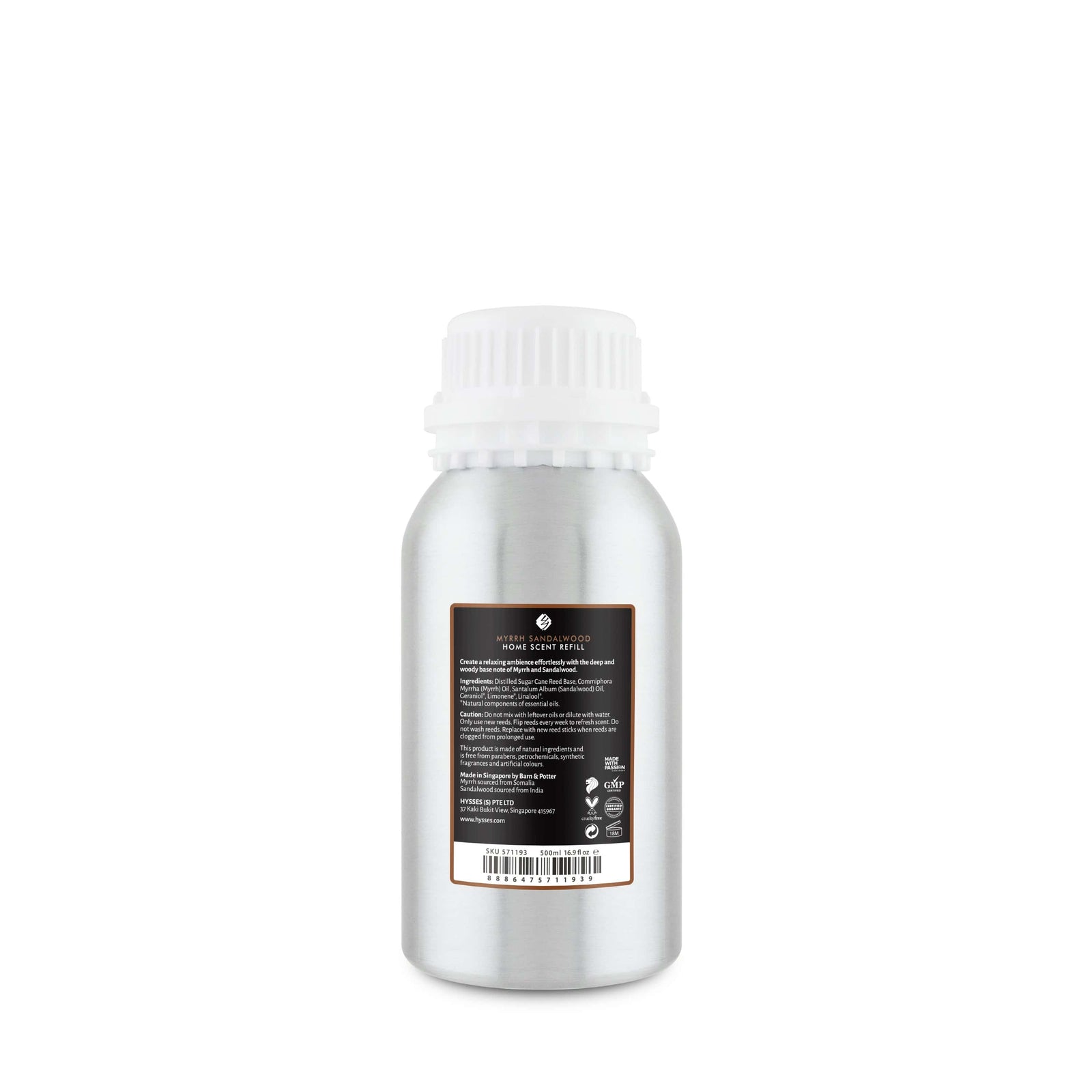 Hysses Home Scents 500ml Refill Home Scent Myrrh Sandalwood