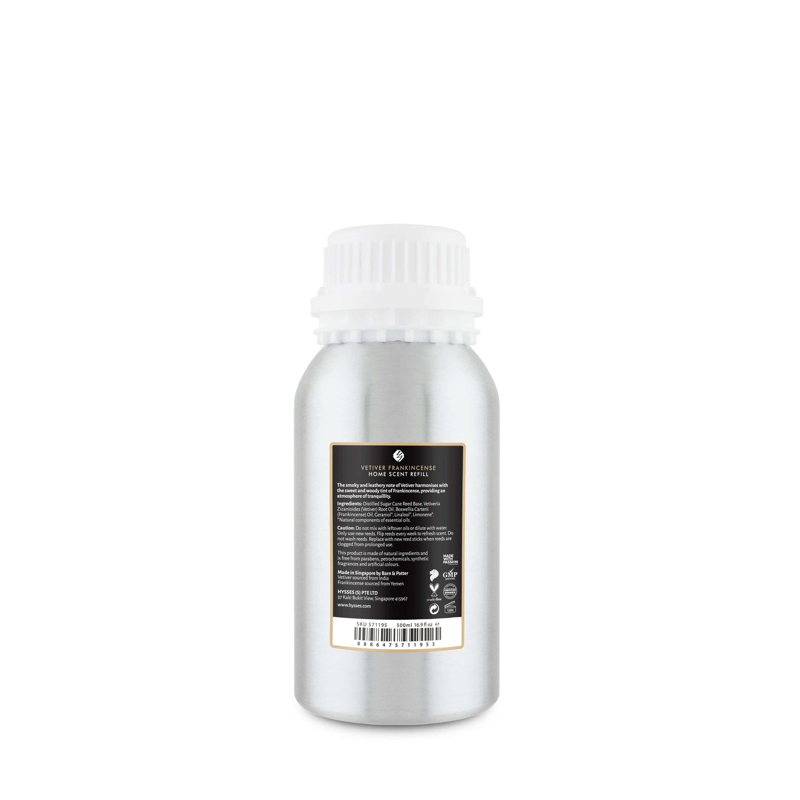 Hysses Home Scents 500ml Refill Home Scent Vetiver Frankincense